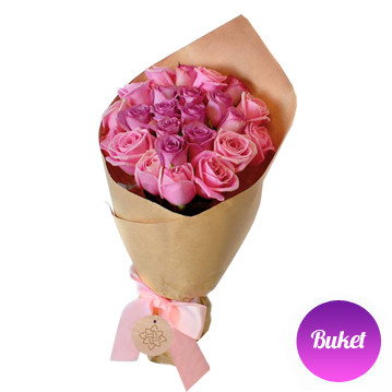 Pembe Mor Gül Buketi